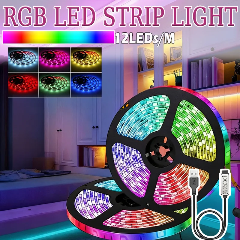 5V RGB 5050 LED-Lichtleiste USB LED-Streifenlichter RGB Einfarbig Steuerbare Flexible Lampenband DC 5V LED für Raumdekoration TV-Hintergrundbeleuchtung