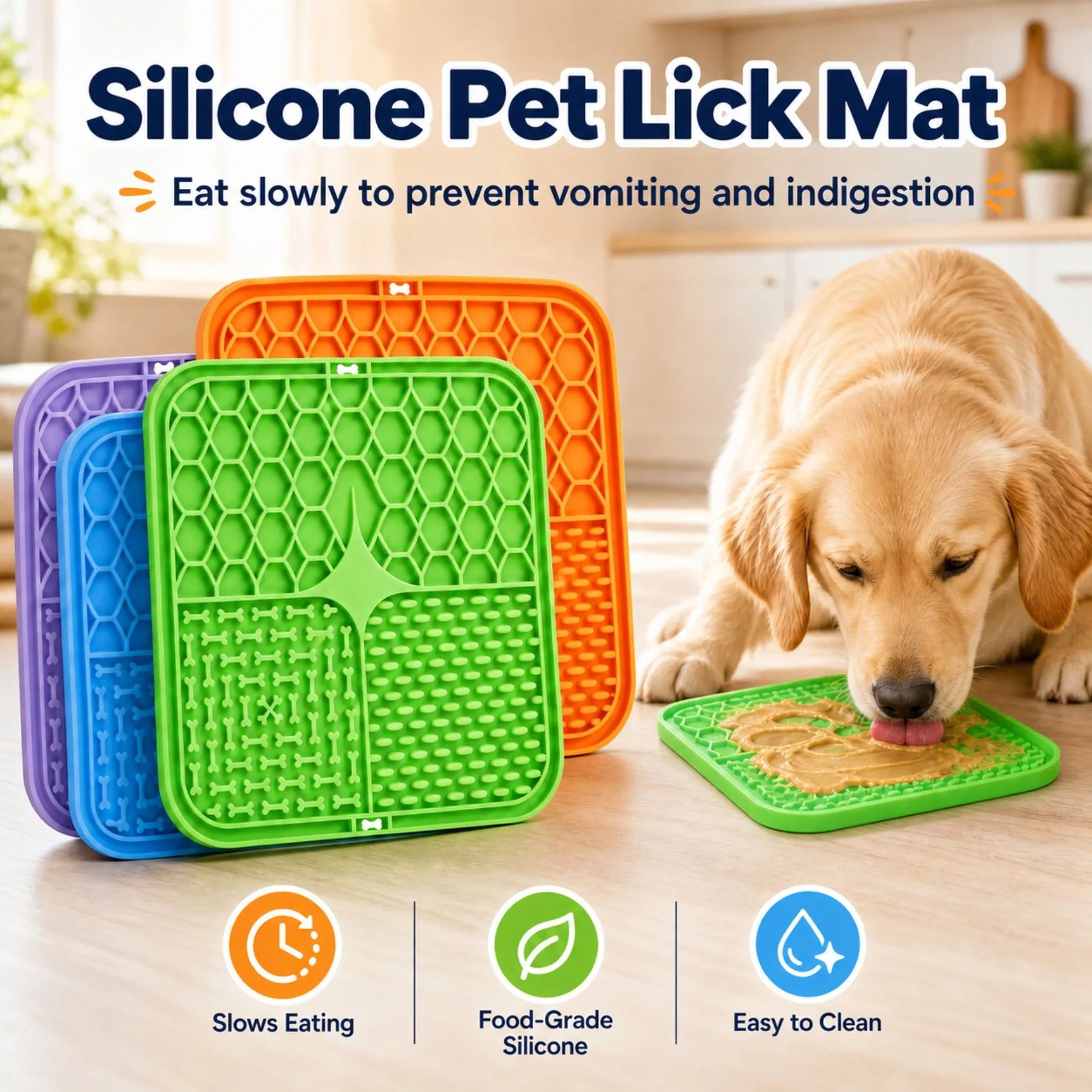 Silikon-Leckmatte für Haustiere, Slow-Food-Teller für Hunde zur Ablenkung beim Baden, Silikon-Leckmatte mit Saugnapf für Hundetraining, Zubehör für Hundefutter.