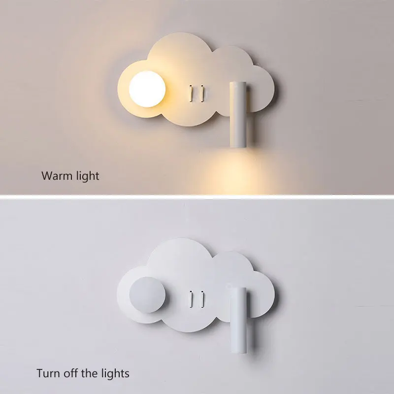 Wolken-Wandleuchte Nordisch Minimalistisch Schlafzimmer Nachttischlampe Kinderzimmer Mit Schalter LED Augenschutz Lese-Wandlampe