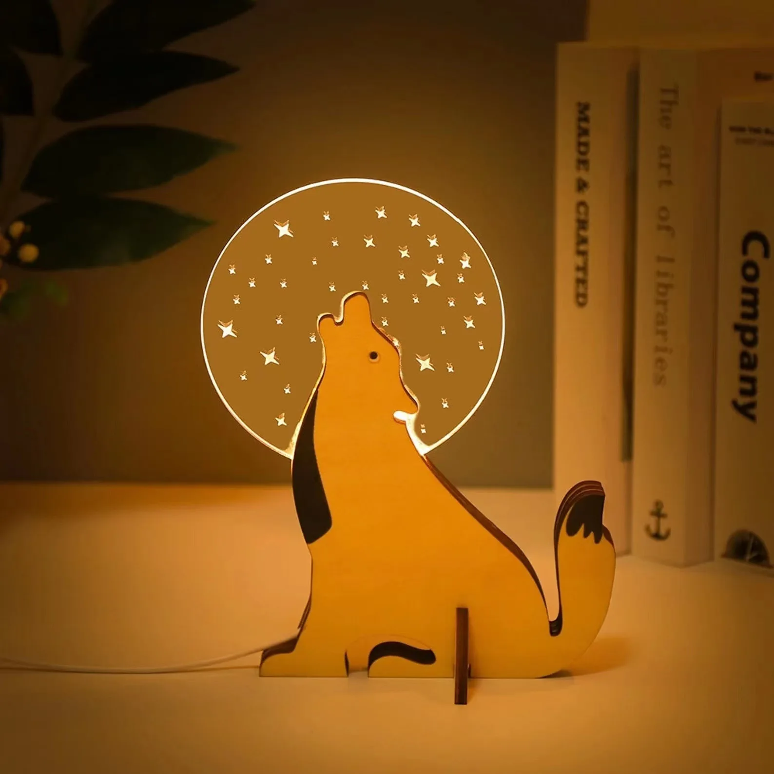 Tiere führte Nachtlicht Holz Acryl Tisch USB-Lichter dekorieren für Kinder Baby Kinder Nachttisch lampe Geburtstags geschenk