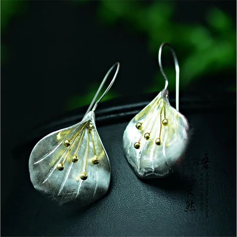 Neue Exquisite Mode-Ohrringe mit Persönlichkeit: Blumen-Design aus 925 Sterling Silber, Elegante Lotus-Ohrhänger E143