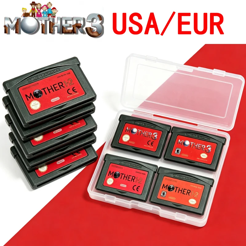 GBA Mother Series Game Cartridge 32-Bit Video Game Console Card Mother 1 2 3 USA/EUR/Version Gray Shell for GBA NDS