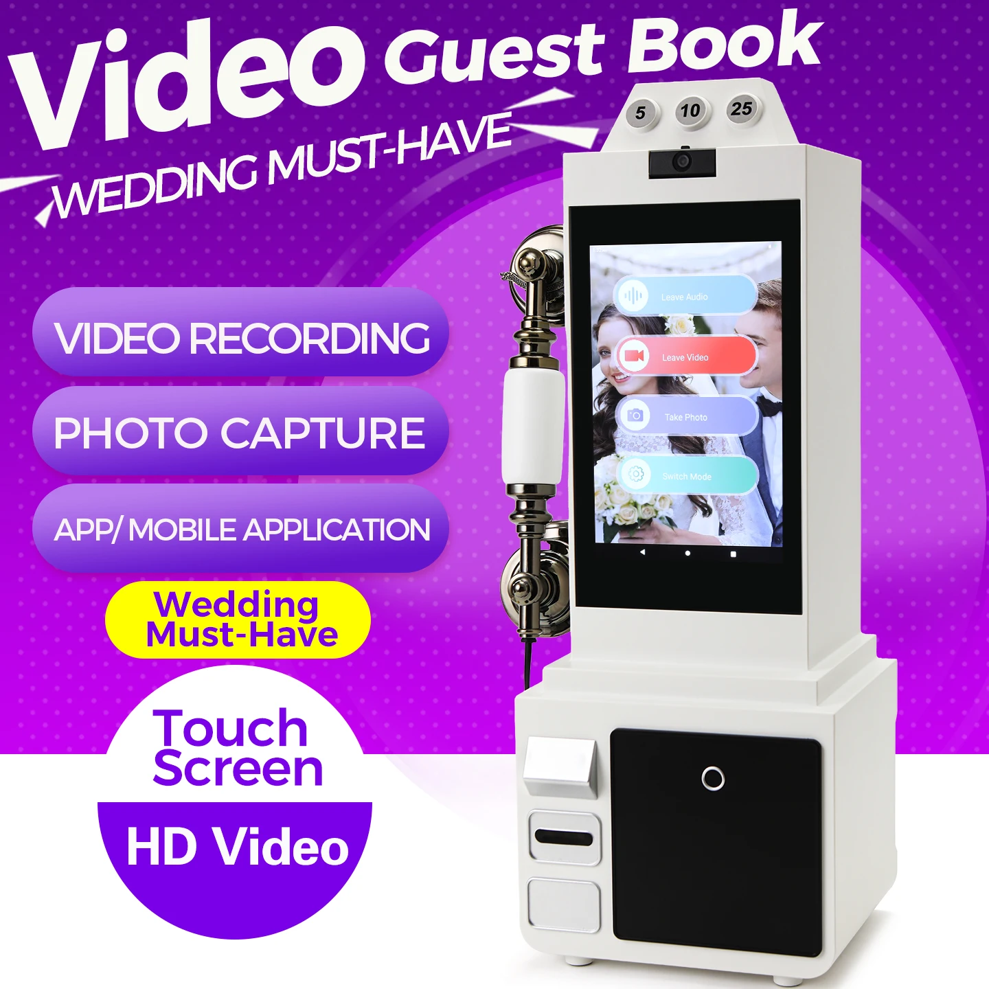 128GB Party Wedding Video Guest Book Telephone Guest Blessing Video Check in Machine