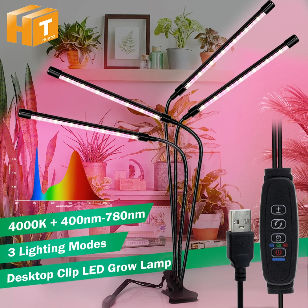 5V USB dimmbare LED-Pflanzenlampe, Vollspektrum-Pflanzenlampe SMD2835 4000K 400nm-780nm mit Timer-Funktion für Indoor-Sämlinge, Gemüse, Kräuter & Blumen