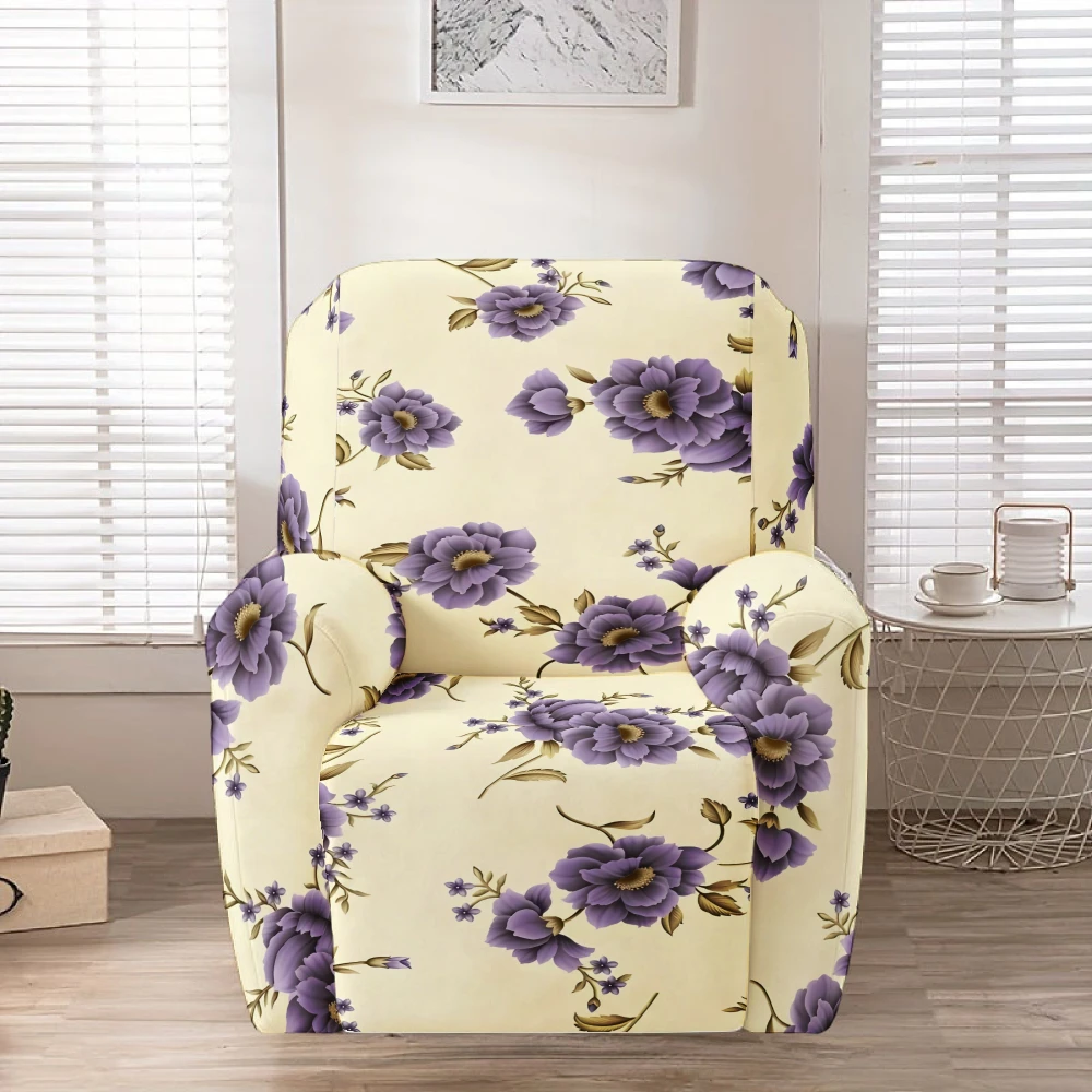 Bezug für Relaxsessel, Eleganter Lila Blumenmuster Relaxsessel-Bezug, Dehnbarer Weicher Möbelschutz-Bezug