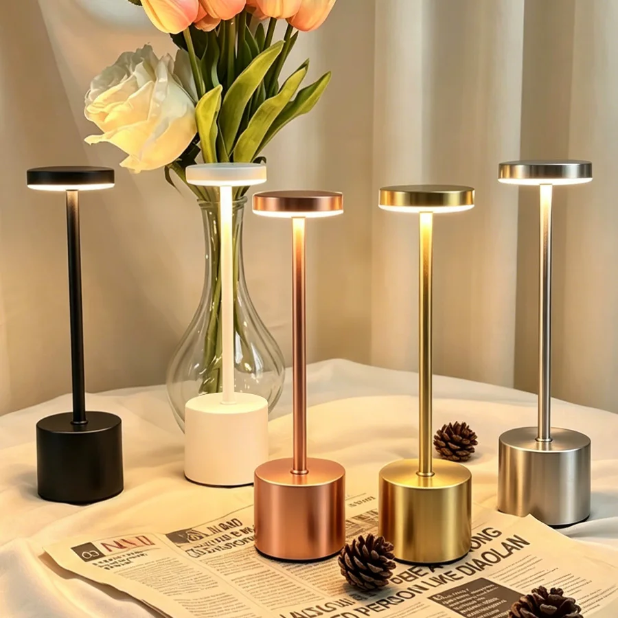 3-Farbige Touch-Tischlampe LED Kabellose Schreibtischlampe Tragbare Nachttischleuchte Heimdekoration Bar Restaurant Kreative Ambientebeleuchtung