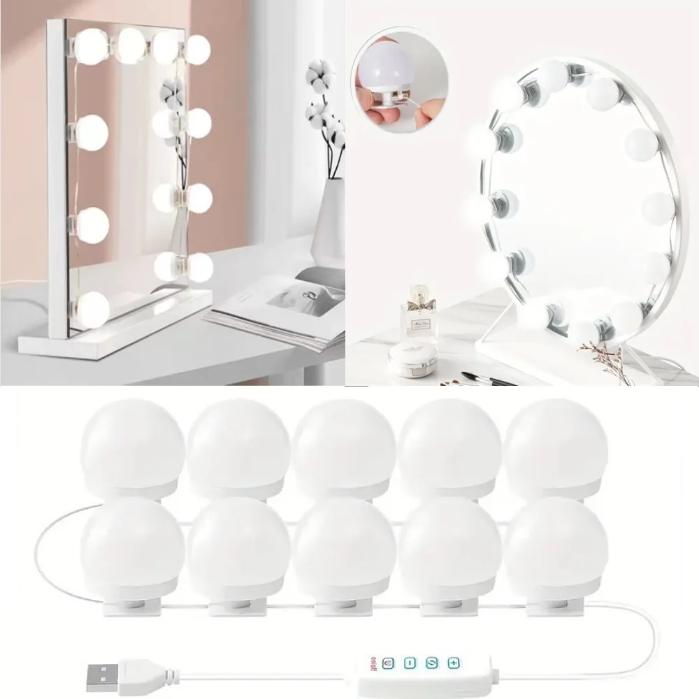 Make-up Spiegel LED Glühbirnen Eitelkeit Lichter USB 12V Bad Schmink tisch Lampe dimmbare LED Eitelkeit Licht für Spiegel Licht