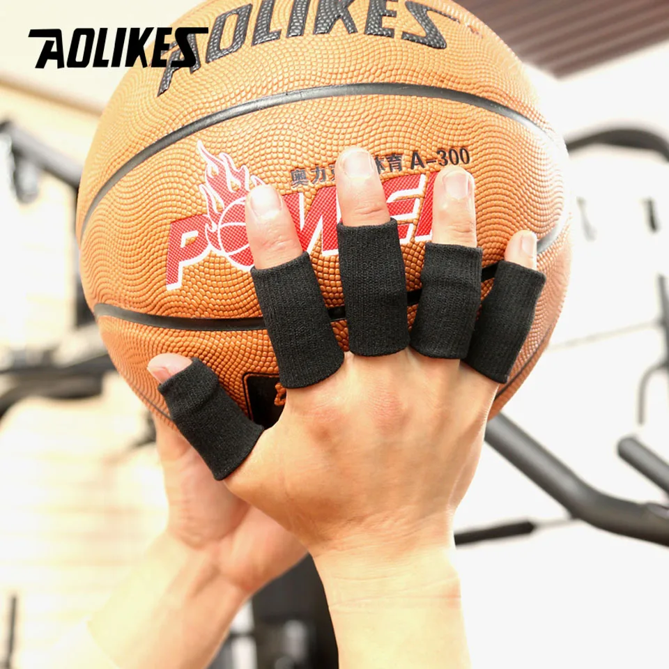 AOLIKES 10 Teile/los Elastische Finger Ärmeln Basketball Sport Sicherheit Daumen Brace Schutz Für Volleyball Badminton Gym Gesundheit Pflege