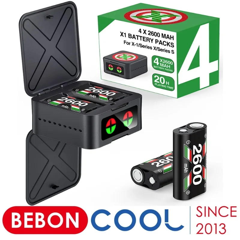 BEBONCOOL For Xbox One Controller Battery 4X2600mAh Battery Packs For Xbox Series X/S Gamepads