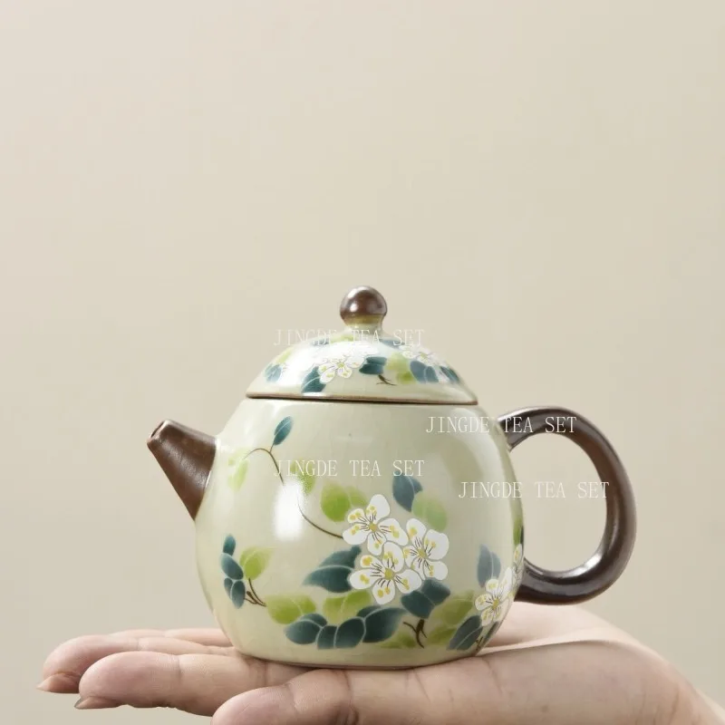 Ruyao Camellia Dragon Egg Pot Chinese Household Xishi Teapot Kaikai Household Ceramic Teapot Kung Fu Tea Set Accessories