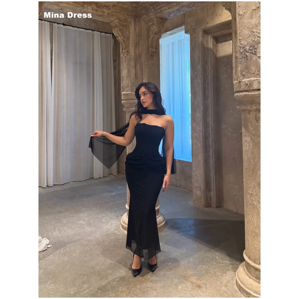 Mina Customized Brown Tube Top Pleated Shawl Sleeveless Backless Elegant Party Dresses 2026 Trends Prom Dress Evening Women Long
