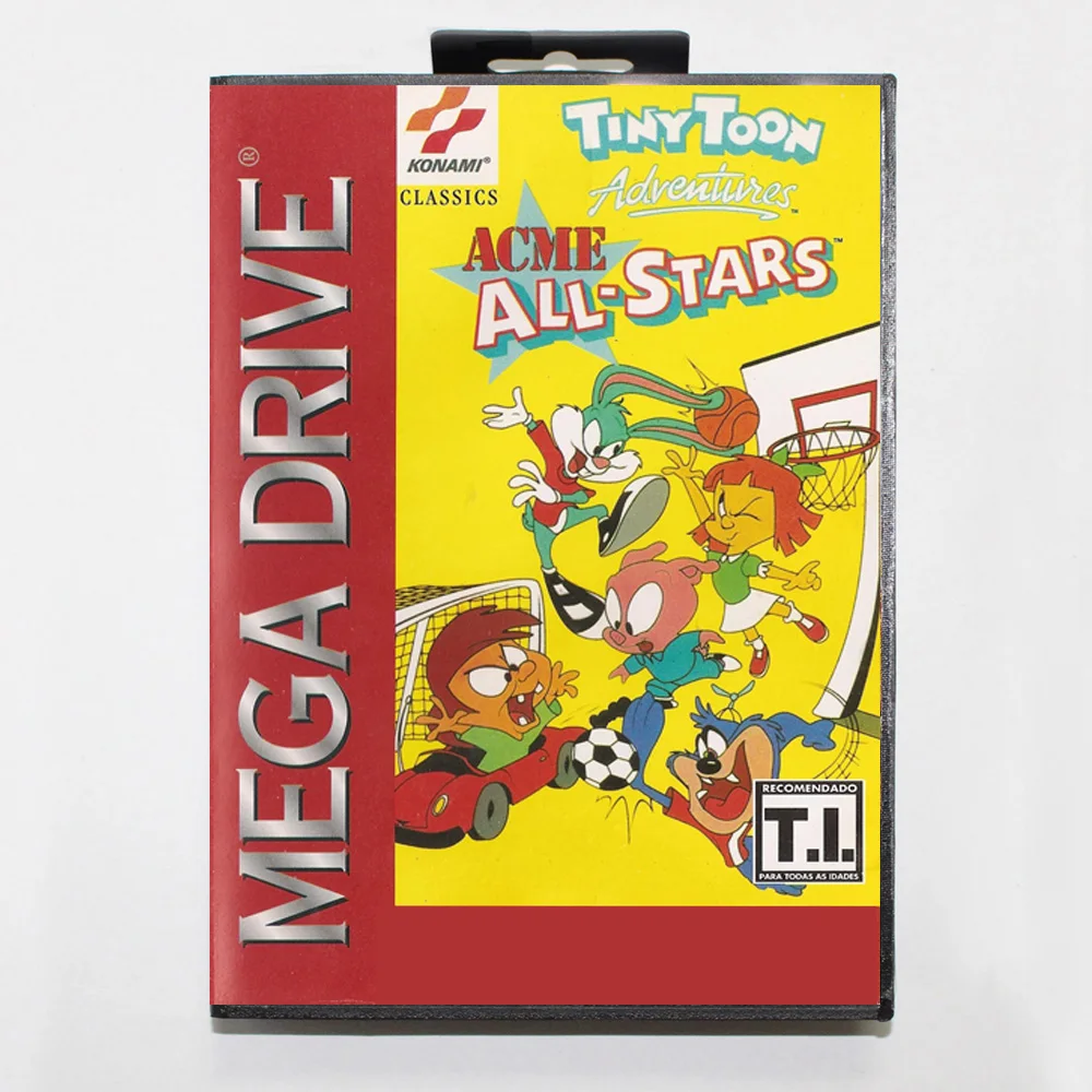 New Arrival Tiny Toon All-STARS MD Game Card 16 Bit BR Cover for Sega Megadrive Genesis Video Game Console Cartridge