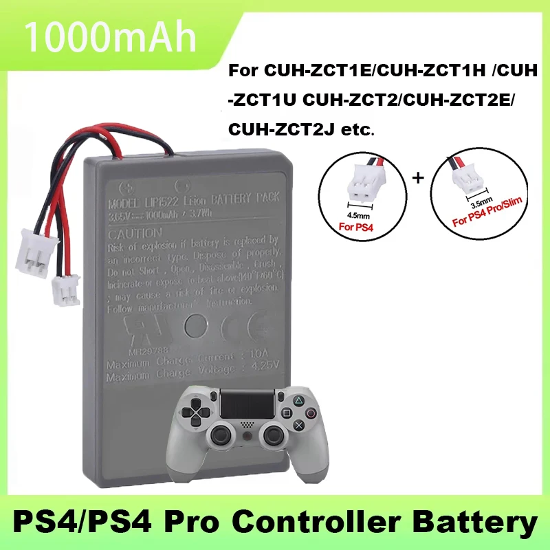 PURFIELD 1000mAh For SONY PS4 PS4 Pro slim Rechargeable Battery LIP1522 Dualshock 4 V1 2 Wireless Controller Playstation GamePad