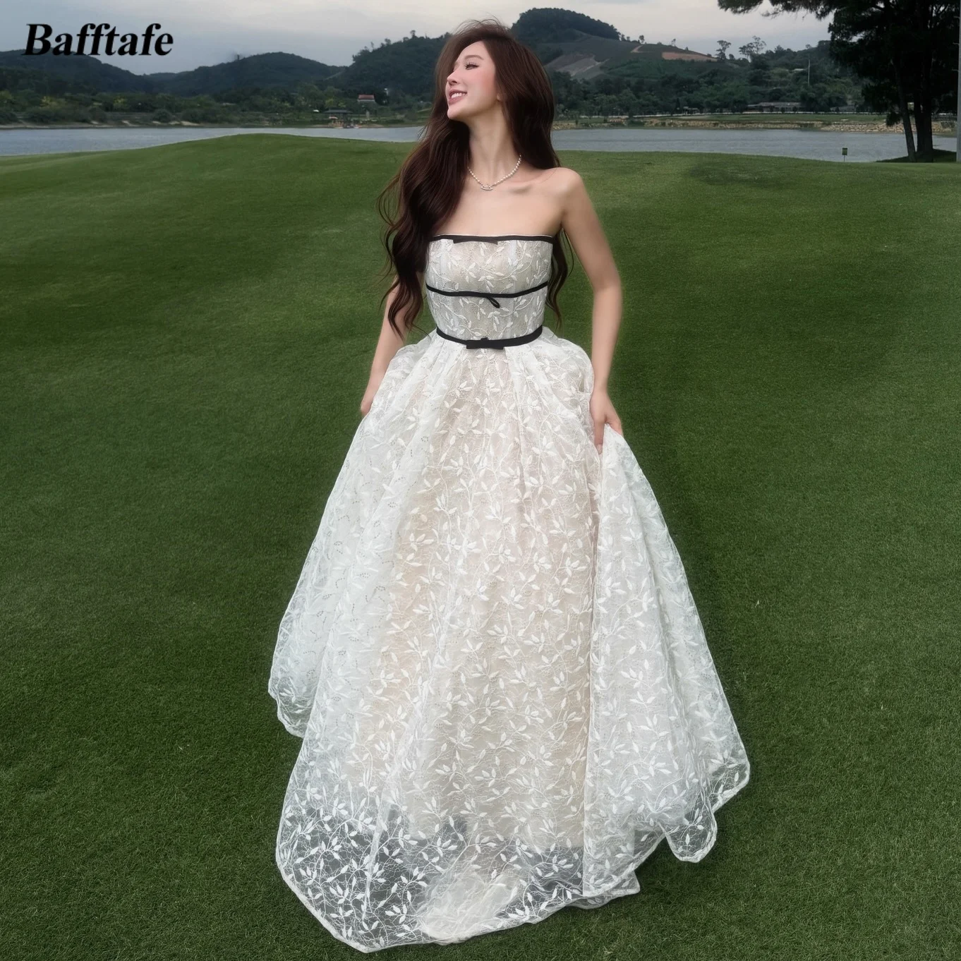 Bafftafe Ivory Lace Champagn Lining Customized Prom Dresses Korea Formal Women's Occasion Evening Gowns Birthday Party Dress
