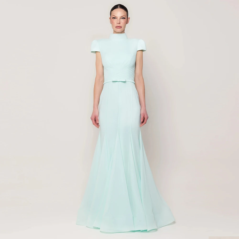 Customized Pleated Evening Dress Mint Elegant A Line Saudi Arabian Luxury Party Dress for Weddings Prom Formal Night Gowns 2026