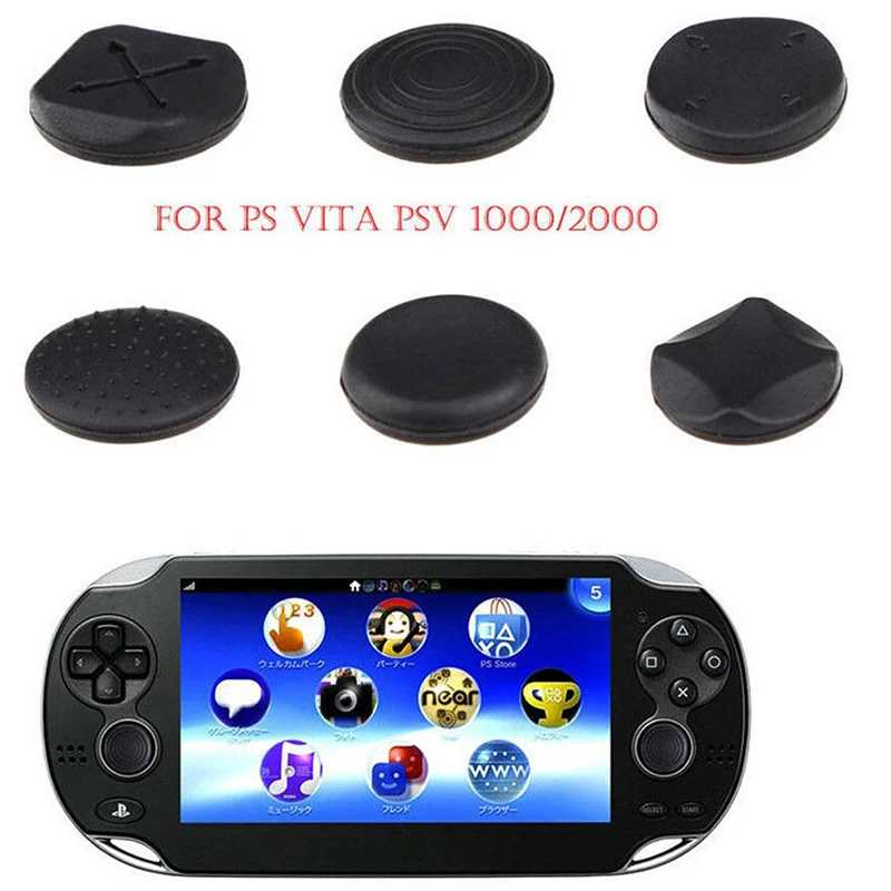【AD】6Pcs Black Soft Rubber Silicone Anti-Slip Thumb Grip Stick Cap Cover Case for PlayStation Psvita PS Vita 1000/2000