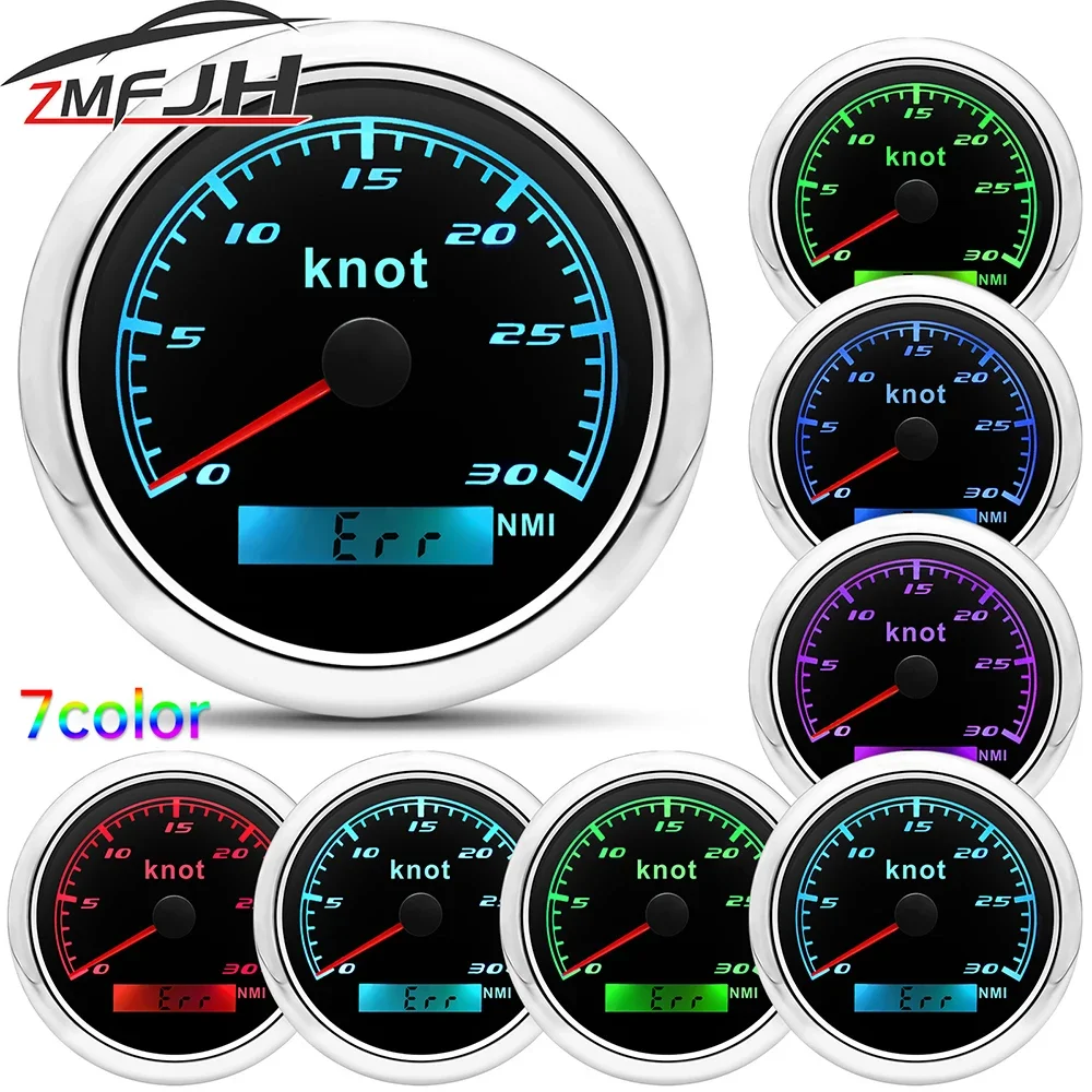 AD 85mm Knots GPS Speedometer With GPS Antenna 30 60 Knots 7 Color Backlight Speed Meter For Marine Car Boat 12V 24V Customized