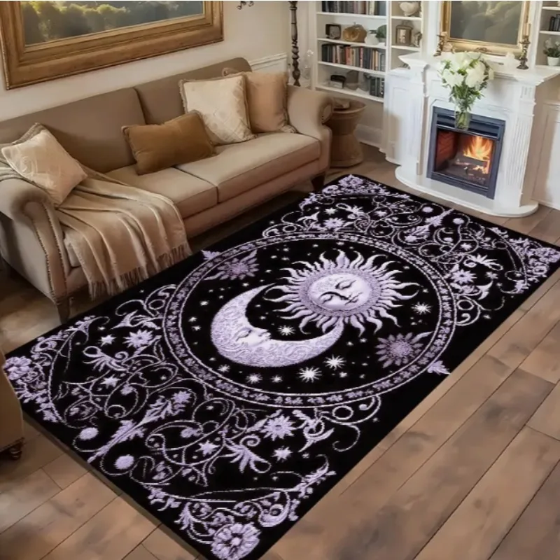 Sun Moon Pattern Area Mat Living Room Floor Mat Office Mat Living Room Bedroom Bathroom Kitchen Home Room Supplies Decoration