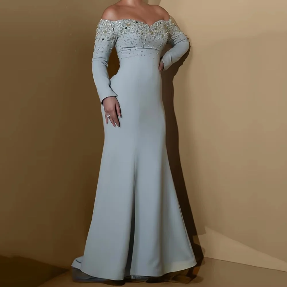 Mermaid Zipper Beading Evening Dress Charming Customized V-neck Prom Dress Three Quarter Ruched Party Gown вечернее плать