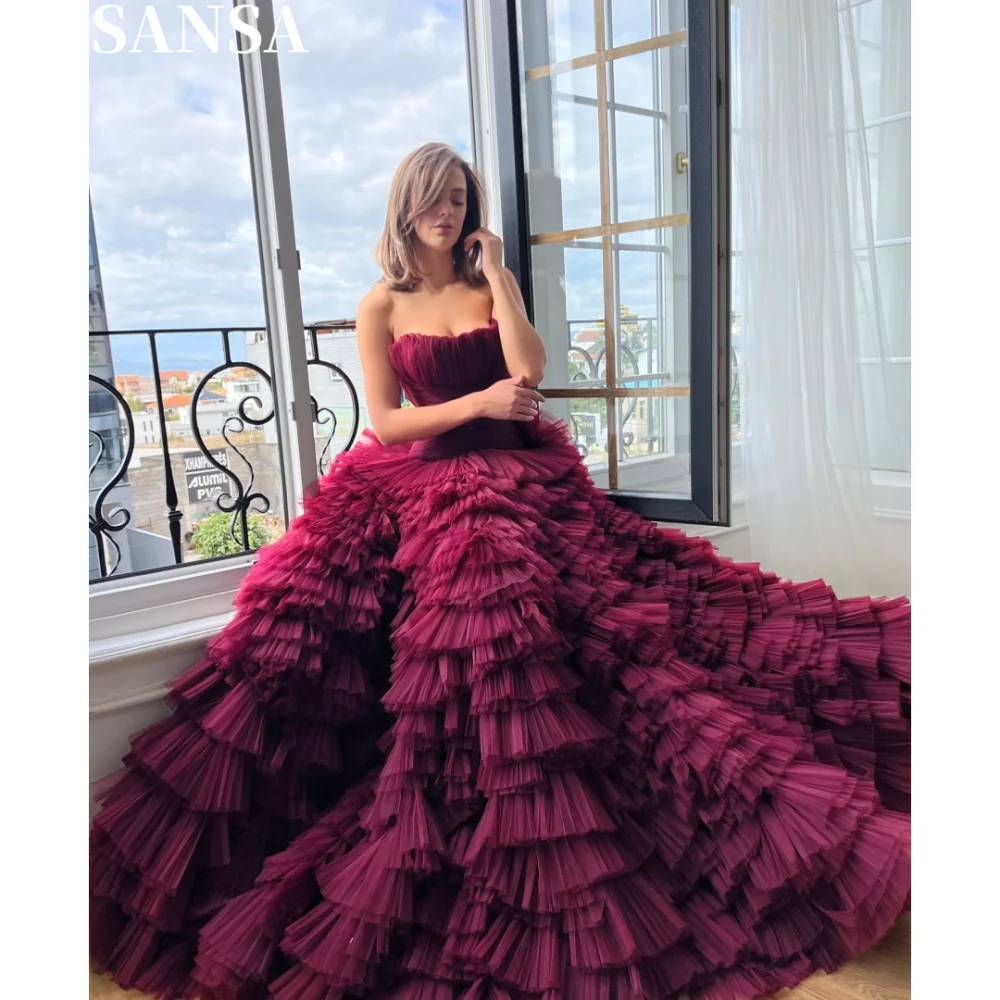 Sansa Exquisite A-line Lace Porm Dress Customized Floor-Length Strapless Spaghetti Strap Wedding Dress Vestidos De Fiesta 2024