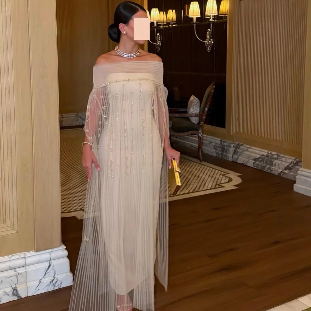 Customized Intricate Jersey Sequined Pattern Straight Off-the-shoulder Long Bespoke Occasion Party Dresses Fashion