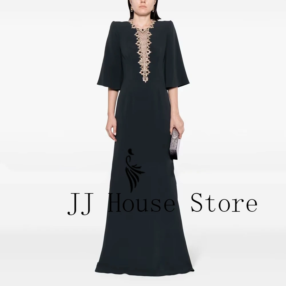 Black Mother of Bride Dresses 3/4 Sleeve Wedding Party Dresses for Women Summer New Jersey Beach 2026 Robe De Soirée