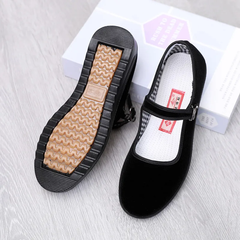cloth shoes for women's shoes single shoes work shoes black cloth shoes hotel beef tendon bottom anti-slip mother dancing shoes