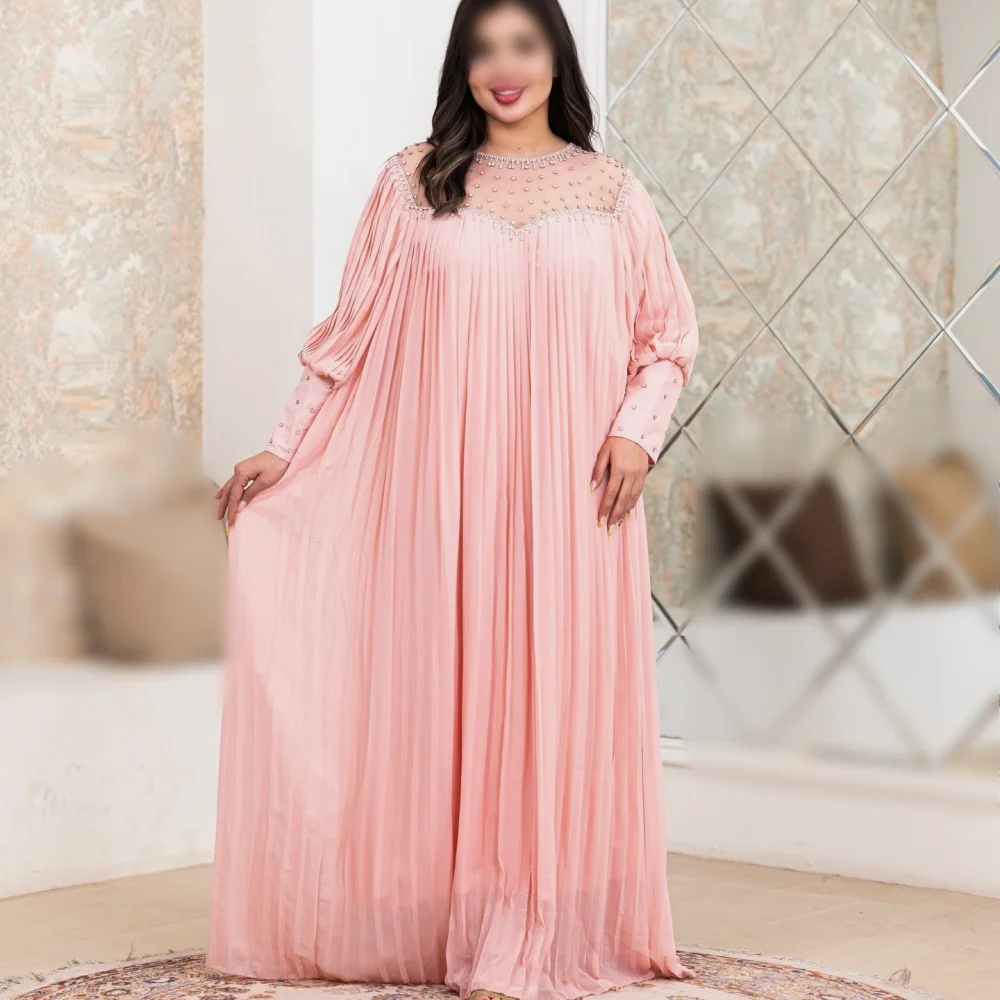 Customized Classic O-Neck A-line Long Dresses Women's Evening Gowns for Banquet Wedding Party Dress High Quality Glitter