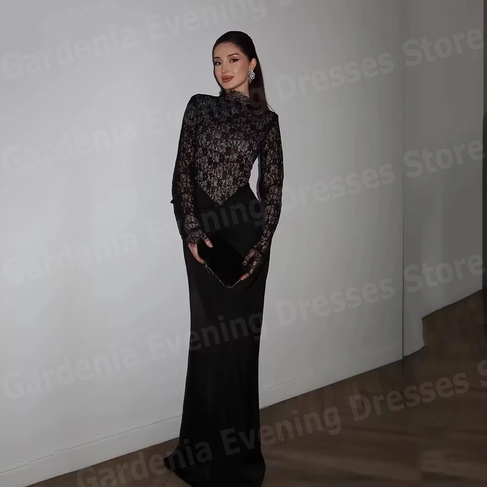 2026 Elegant Mermaid Women's Evening Dresses High Neck Lace Prom Gowns Vestidos Para Mujer Customized Long Sleeve Robe De Soirée