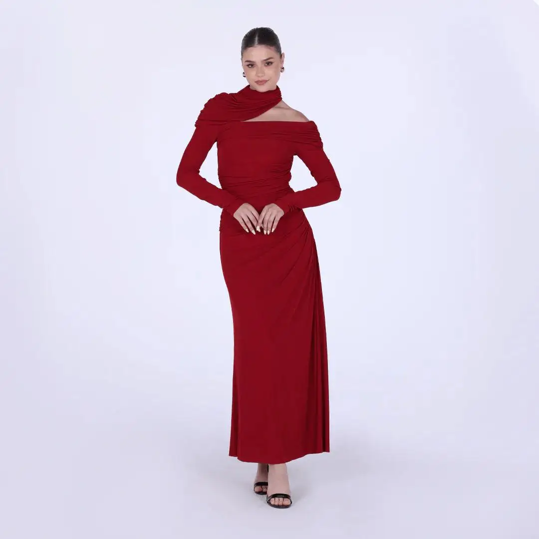 Customized Jersey Gathered Maxi Dress Off the Shoulder Mermaid Evening Gown Floor Length Formal Prom Dresses