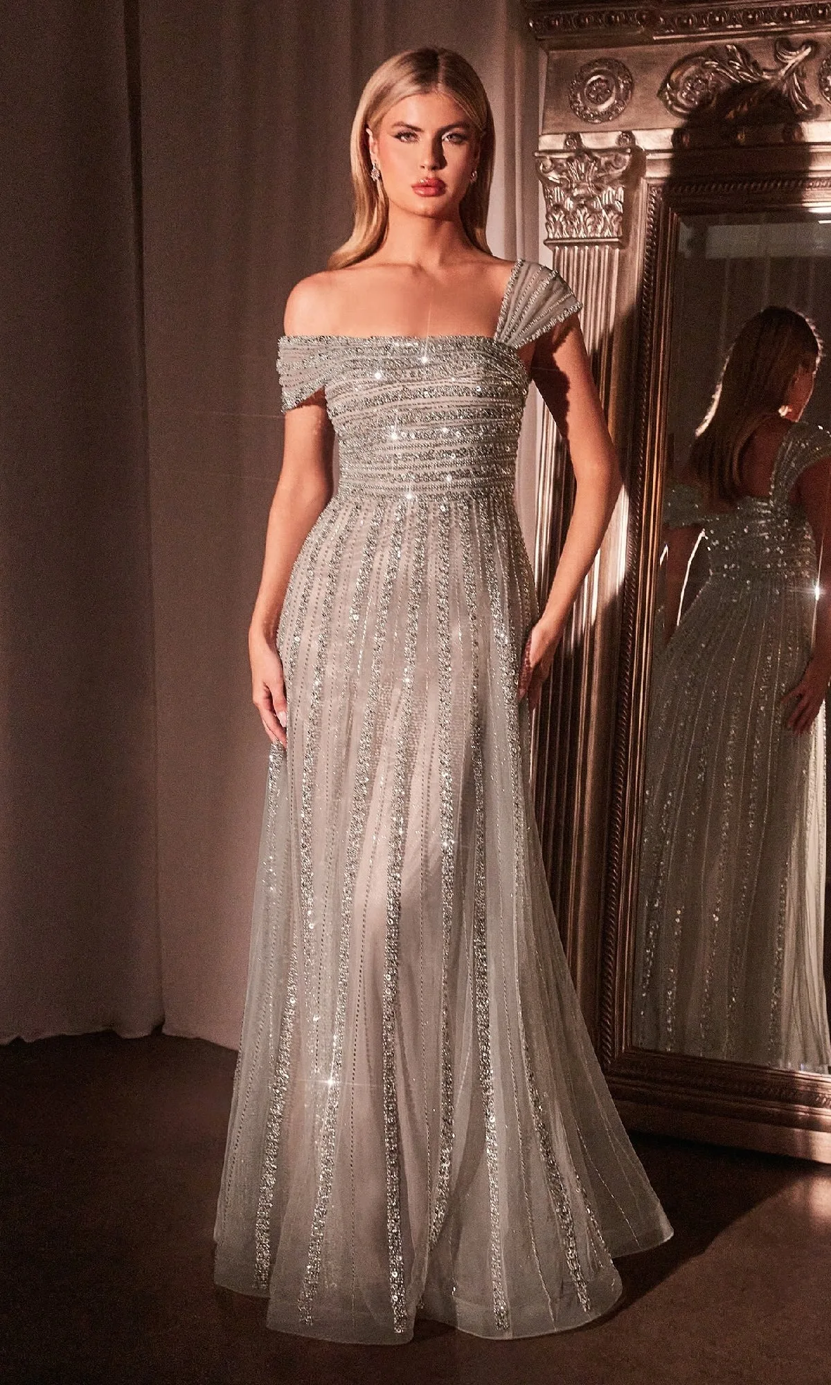 High-end Custom Mesh Ball Gown, Beaded Sequin Dress, A-Line Striped Evening Dress, 2026 Girls Wedding Birthday Party Dinner Dres