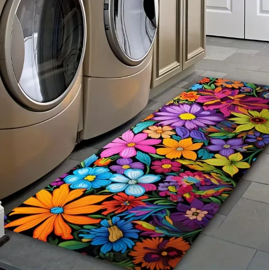 1 Piece of Flower Laundry Room Carpet Kitchen Floor Mat Living Room Carpet Bedroom Carpet Indoor Door Mat Kitchen Floor Mat