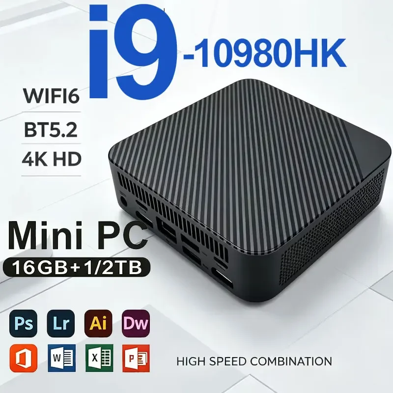 NEW Mini PC Intel Core I9 10980HKPC Gaming Computer 8/16GB RAM 1TB 2TB M.2 SSD WiFi 6 BT5.2 4K HD Portable Desktop Pc