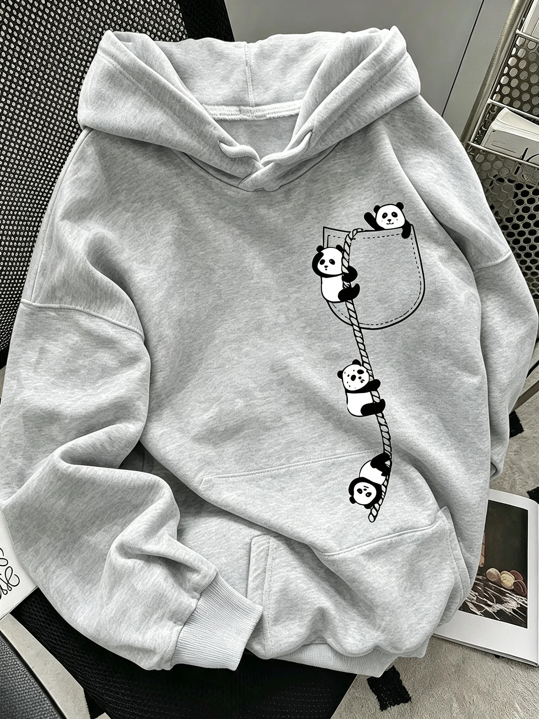 Sweat à capuche décontracté pour femme avec poche et imprimé panda - vêtements pour femmes, vêtements d