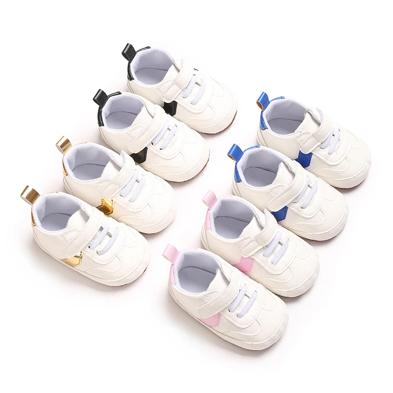 Modische Frühlings- und Herbst-Freizeitschuhe 0-18M Neugeborenen-Schuh Obermaterial PU Weiche Sohle Rutschfeste Sportschuhe Frühling und Herbst Babyschuhe