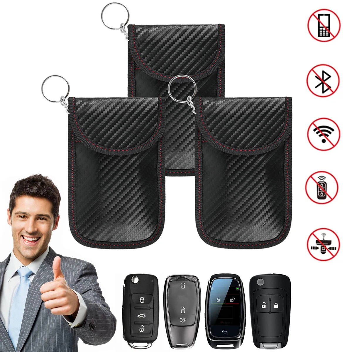 Étui de voiture en cuir Fob Signal Bchampionship Bag, RFID Auto Faraday Box, antivol, sacs pour cartes de crédit, EvaluProtection, HTML, 2 pièces, 3/4 pièces