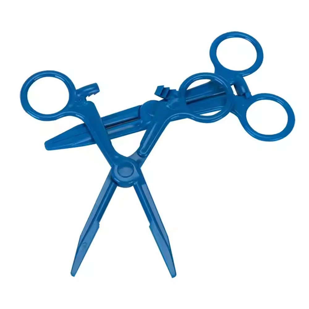 Pinces hémostatiques dentaires jetables, ciseaux en plastique bleu pour chirurgie dentaire, équipement médical, outils de dentiste, 100 pièces