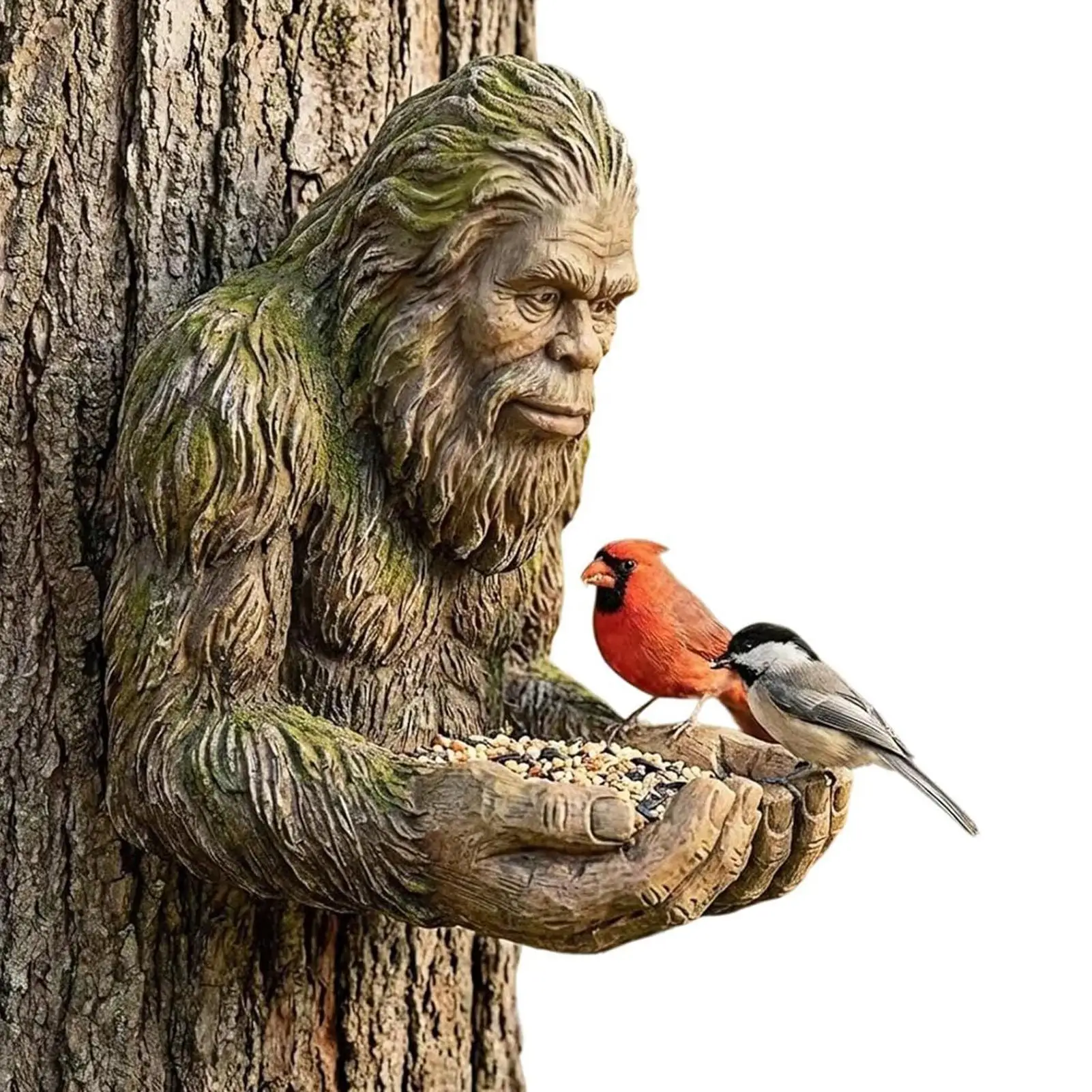 Mangeoire à oiseaux Big-foot en résine, sculpture de jardin, mangeoire à oiseaux, décoration d'art de jardin, station d'alimentation pour oiseaux sauvages pour patio extérieur, jardin