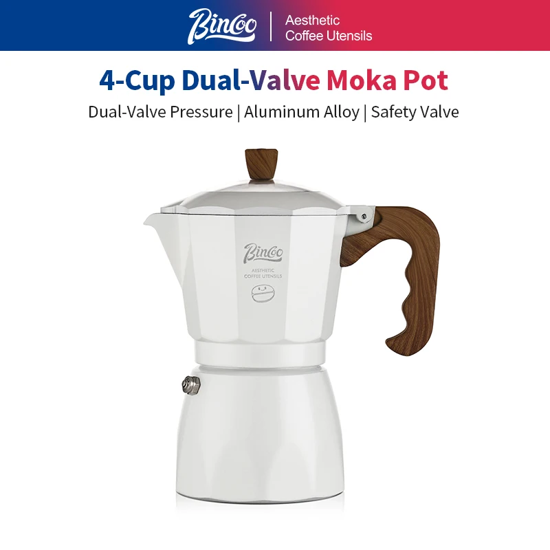 Bincoo – cafetière à expresso à double Valve en aluminium, 4 tasses, cuisinière de Style italien, cafetière pour la maison