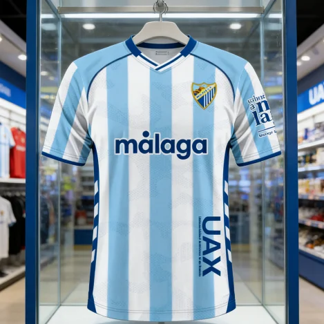 Maillot domicile Malaga CF 2025-26 imprimé en 3D pour adultes et enfants, T-shirt Athleisure familial, séchage rapide, doux et confortable, maillot de football léger pour l'été