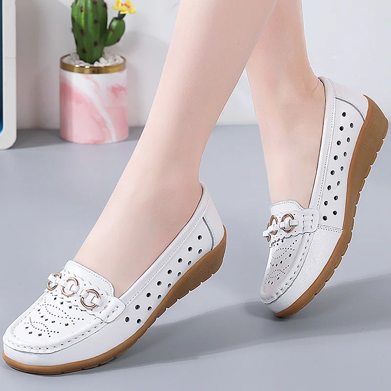 Femme chaussures en cuir respirant chaussures pour femmes talons bas décontracté Zapatos Mujer talon élégant chaussures pour femmes chaussures plates chaussures femme