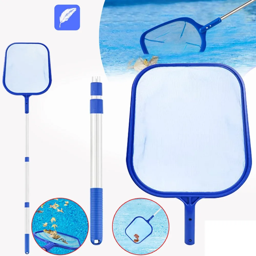 Filets de piscine pour le nettoyage, filet à feuilles pour piscine, nettoyage de piscine pour attraper les feuilles flottantes, perche télescopique réglable pour piscine