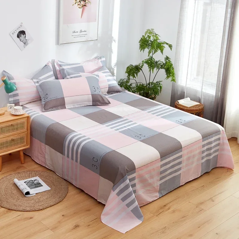 Drap de lit 100% coton, linge de maison, couleur unie, couvre-lit pour King et Queen Size, sans taie d