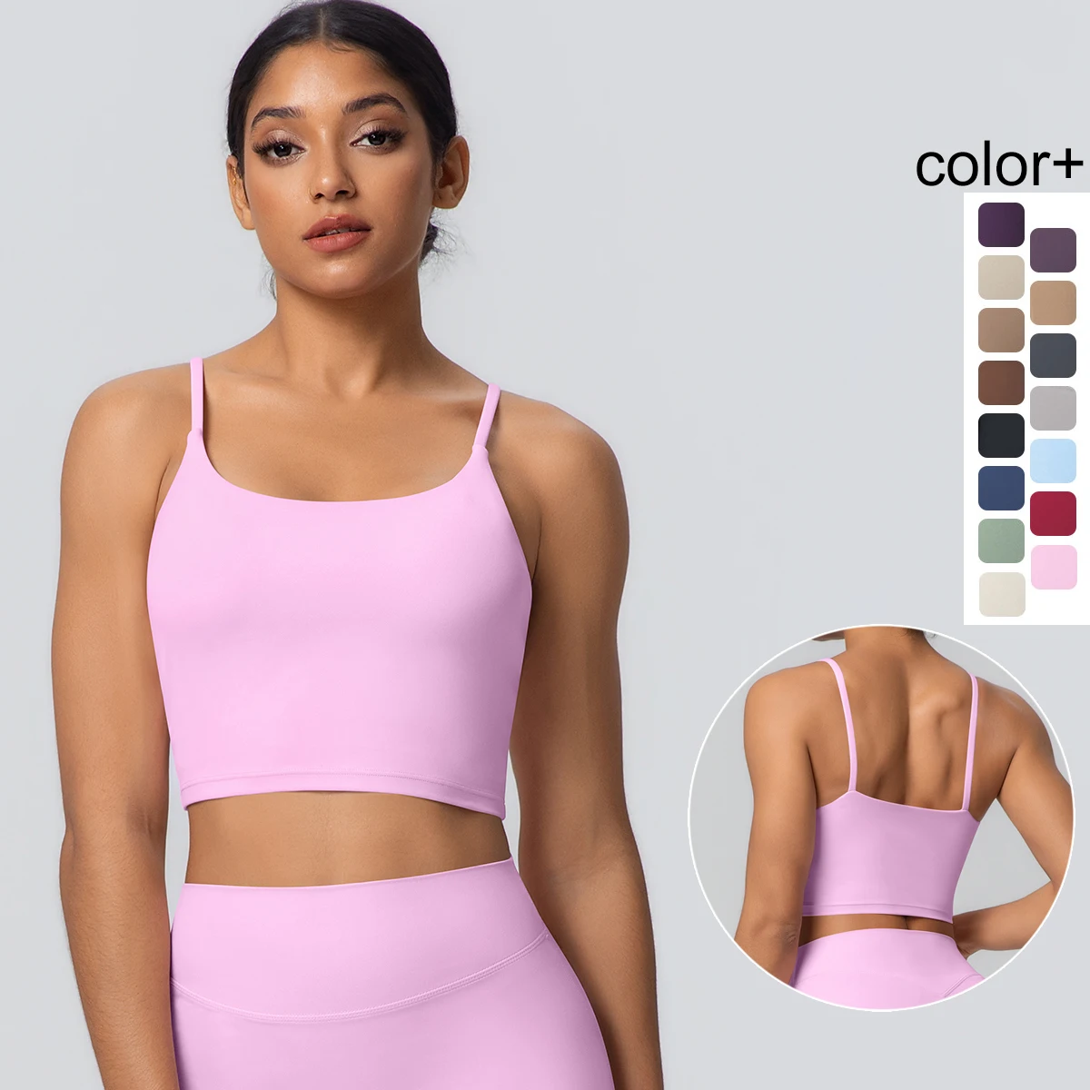 1PC Brassière de yoga pour femme, couleur unie, avec coussinets de poitrine, dos sexy et élégant, soutien-gorge de sport anti-choc, haut de sport, brassière de yoga pour la salle de sport