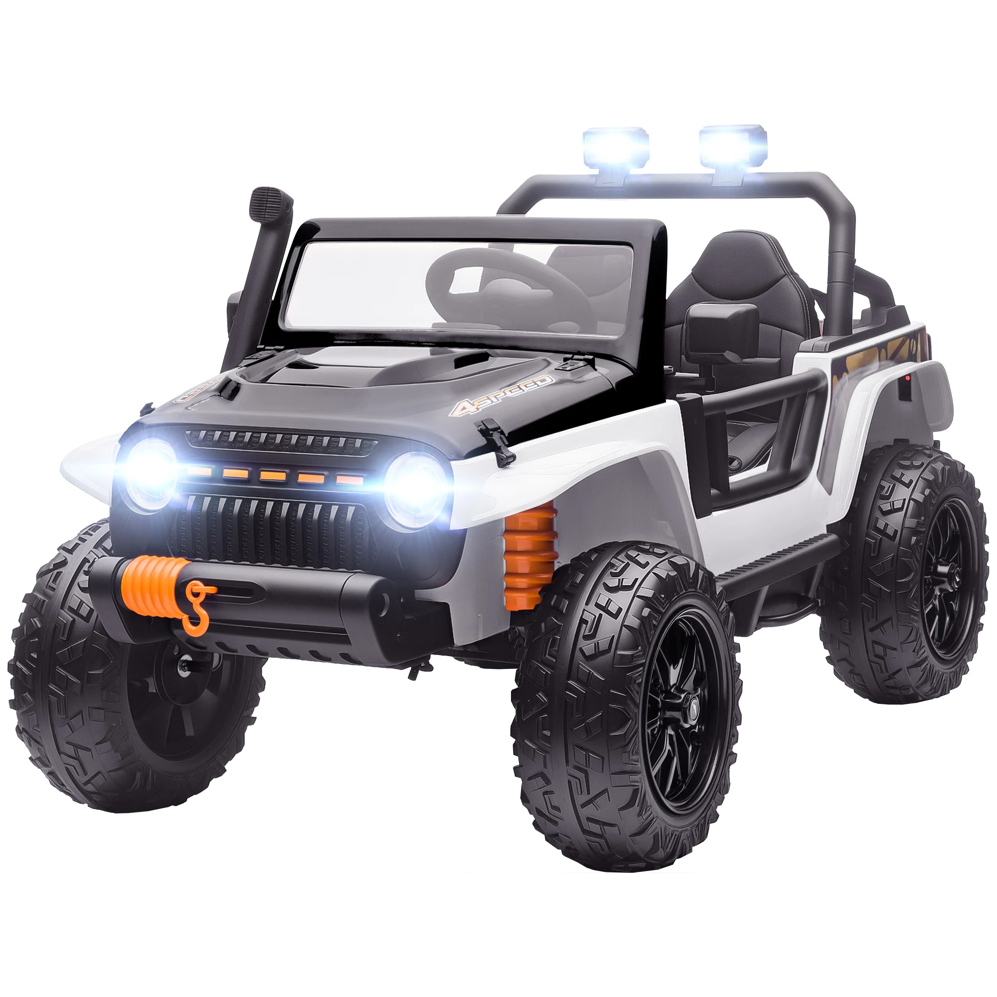 Voiture électrique pour enfants, batterie 12V, avec siège parent-enfant, télécommande musicale, haut-parleur, lumière LED, 3-8 ans, blanche, poussette jouet, poussette électrique, voiture électrique jouet, voiture jouet pour enfants