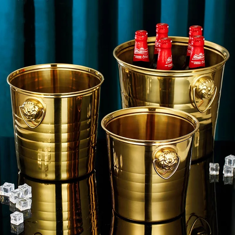 Seau à glace tête de tigre en acier inoxydable, 3l/5l/7l, refroidisseur de vin, Champagne, bouteille de vin, Champagne, bière, baril de glace, ustensiles de bar