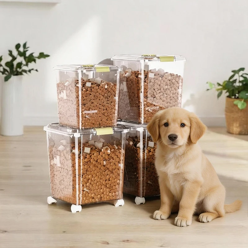 Seau de stockage pour aliments pour animaux de compagnie, récipient hermétique pour aliments secs, boîte à collations étanche à l'humidité, boîte de stockage pour aliments lyophilisés pour chats, récipient pour aliments pour chiens