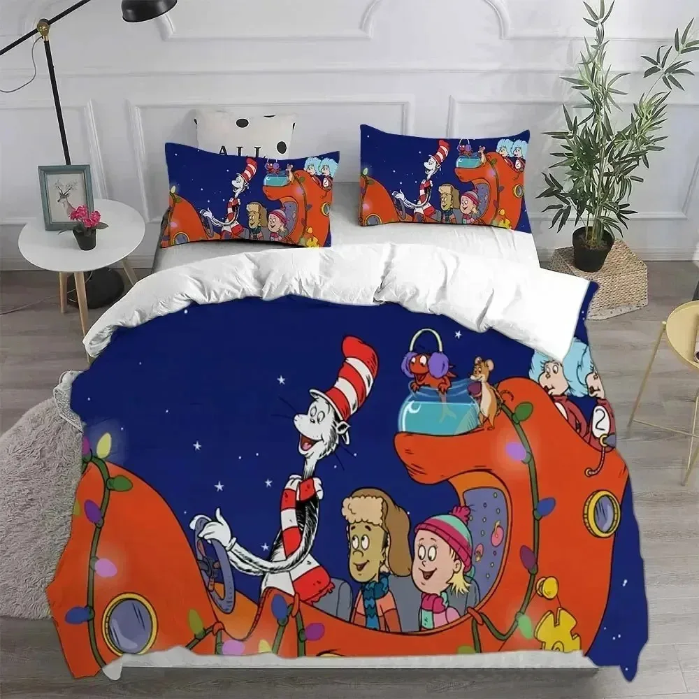 Ensemble de literie Cat In The Hat, ensemble de literie pour lit simple, double, queen, king size, ensemble de literie pour bébé, ensemble de literie pour chambre d