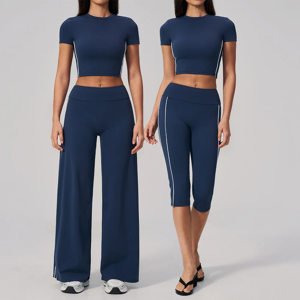 Ensemble de yoga 2 pièces pour femme, tenue de sport, ensemble de gym, vêtements de course, vêtements de sport à manches courtes, soutien-gorge de sport, vêtements athlétiques, vêtements de yoga
