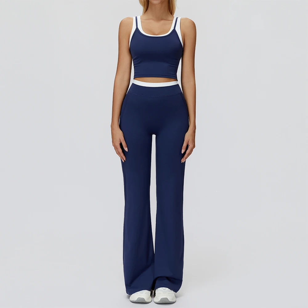 2 pièces vêtements de sport femmes Yoga ensemble vêtements de sport tenues d'entraînement vêtements de sport costumes de Yoga ensemble de Fitness survêtements soutien-gorge de sport Leggings de gymnastique